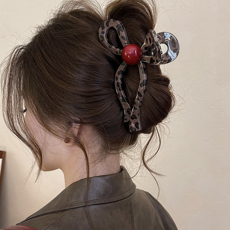 Vintage Leopard Print Hair Claw Clip - view 8