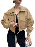 Women's Fall Cropped Jacket 2026 | Trendy Jacket - Khaki