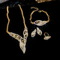 Beige Lily Leaf Rhinestone Geometric Cutout Jewelry Set Banquet Party Magnetic Glasses Style Necklace Light Luxury Niche Necklace