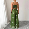 Women's Summer Printed Wide Leg Camisole Set 2026 | 2 Piece Outfit Set - Green