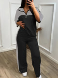 Spring-Summer Sporty Casual Wide Leg Pants 2-Piece Set