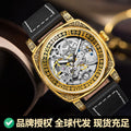 PINTIME Vintage Mechanical Watch Men Retro Openwork Mens Watch Niche Premium Formal Mens Watch