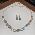 Moonlight Chapter Imperial Breeze Crystal Geometric Square Jewelry Set Wedding Banquet Necklace Light Luxury Niche Necklace