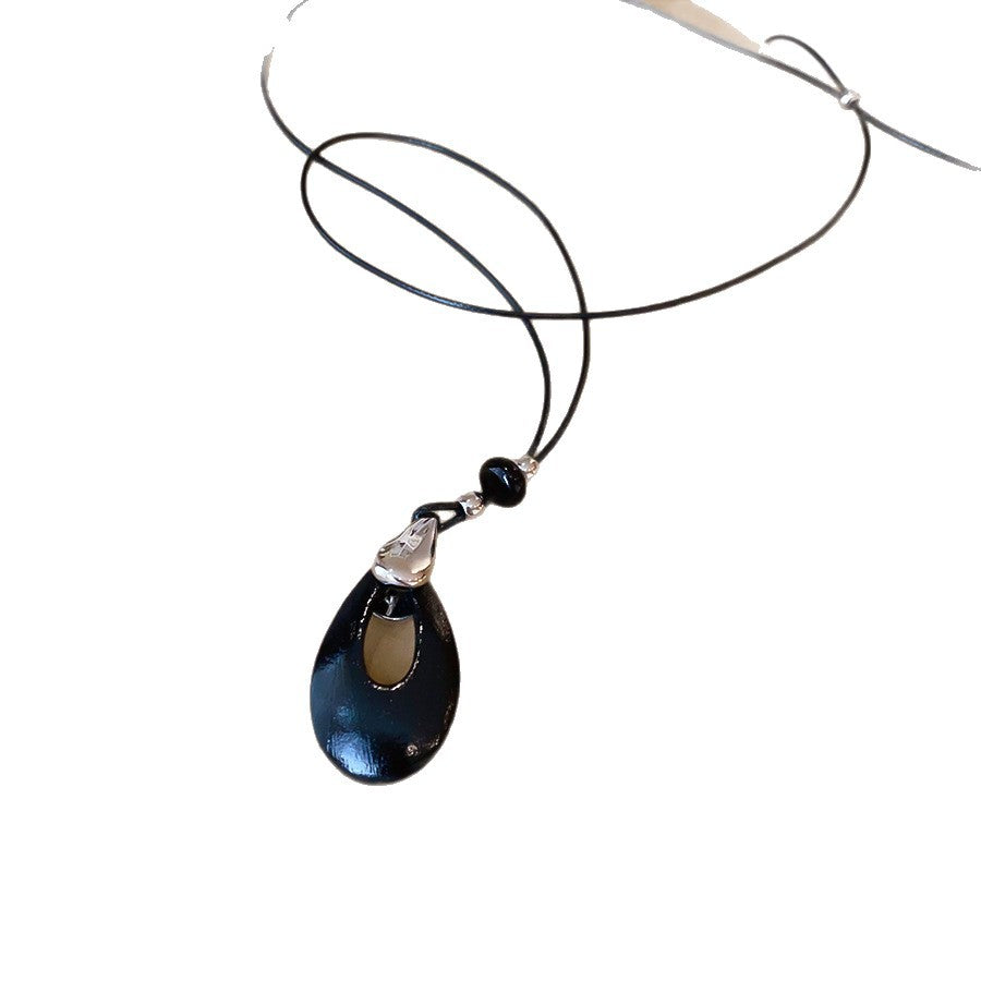Vintage Stone Glass Pendant Pearl Necklace - view 5