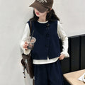 Girls' Lace Trim Base Layer, Vest & Wide-Leg Pants - 3-Piece Korean Set