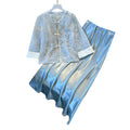 Women's Chinese Ethnic Mesh Embroidered Long Sleeve Heavy Skirt + Top Set 2026 - Yellow Top