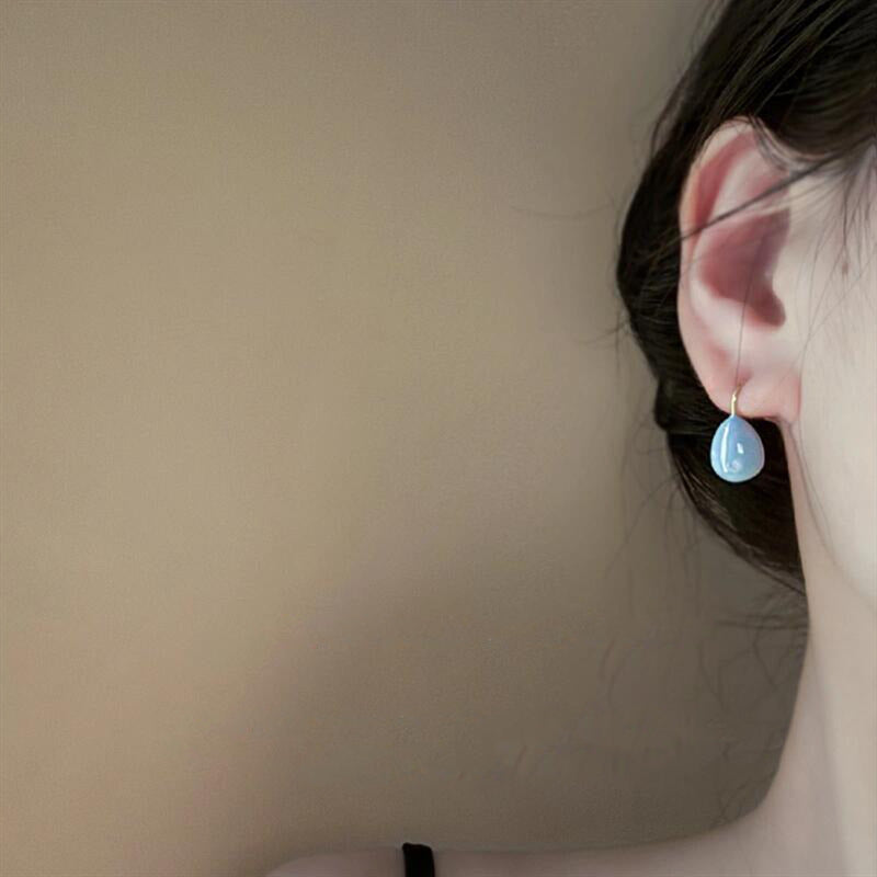 Minimalist Enamel Teardrop Hook Earrings - view 2