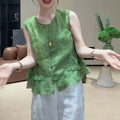 Summer Korean Youthful Sleeveless Patchwork Ruffle Shirt + Tank Top