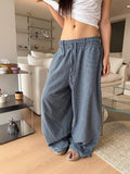Summer Casual Fashion Plaid Loose Wide Leg Pants + Pants