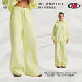 Fall/Winter 360G Spray-Dye Washed Frayed Edge Loose Fit Flared Fleece-Lined Sweatpants