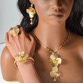 Personality 18K Overseas Dubai Gold Necklace Bracelet Set Earrings Bride Knot Wedding Women Wedding Accessory Set Jewelry