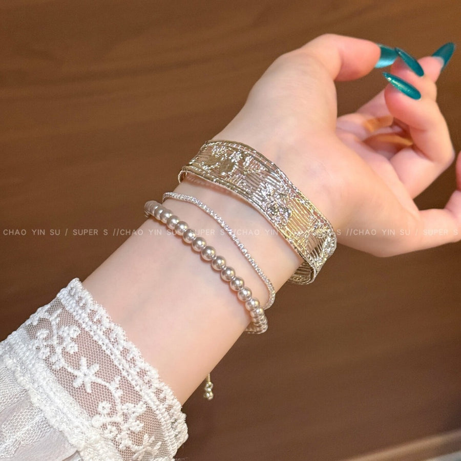 French Zircon Pearl Link Bracelet - view 4