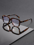 Tortoise Shell Anti-Blue Plano Glasses Frame New Western Stud Square Wear Jewelry Glasses Women Bare Face Versatile Frame
