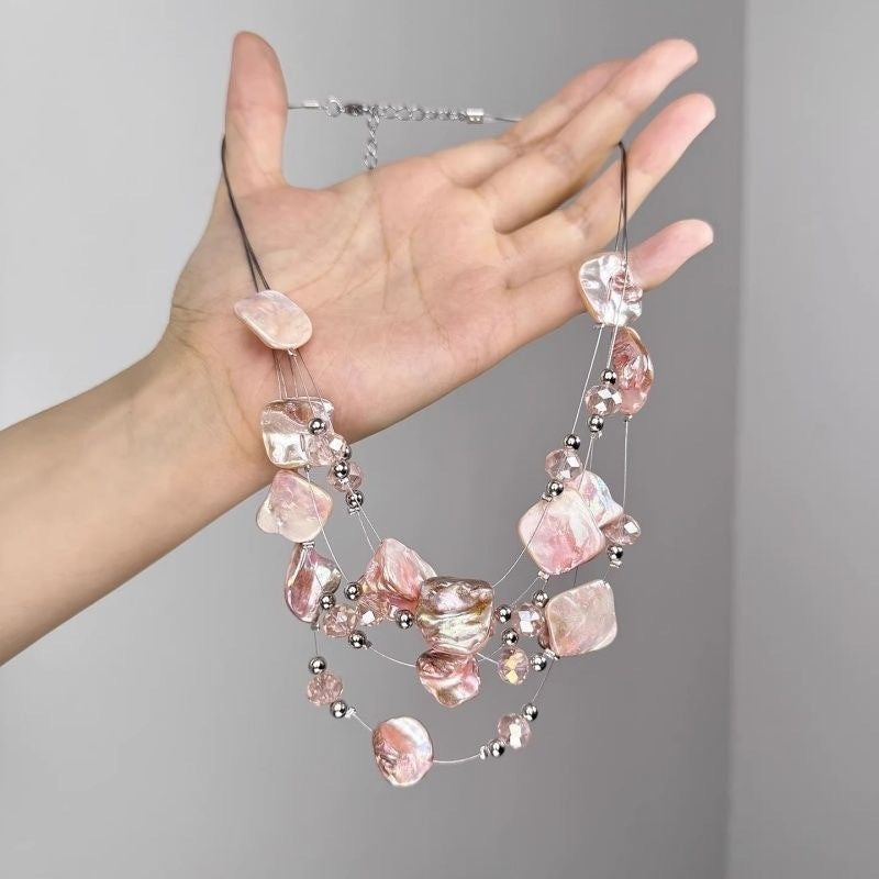 Beach Shell and Pearl Layered Necklace - view 3