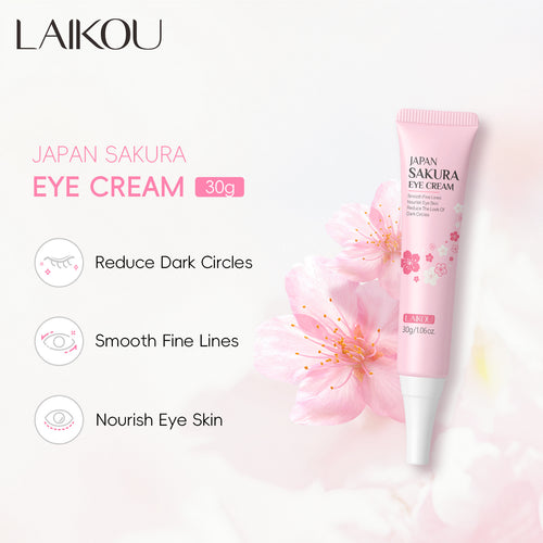 LAIKOU莱蔻樱花精华眼霜30g眼部眼周补水保湿护肤品批发跨境