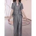 Summer Office Fashion Plus Size Shirt Set