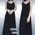 French Pleated Camisole Long Dress, Drape Lazy Style