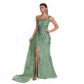 Women's One-Shoulder Off-Shoulder Tulle Premium Evening Gown Banquet