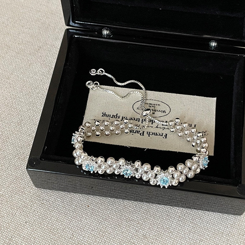Vintage Zircon Round Pearl Bracelet - view 2