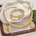 Amazon Overseas Bestseller 18K Starry Sky Necklace Bracelet Set Earrings Ring Middle East Women Banquet Jewelry Set