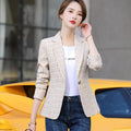 Women's Fall Chanel-Style Korean Plaid Cropped Blazer 2026 - Pink
