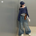 Girls' Layered Tank Duster Top Wide-Leg Jeans Set