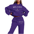 Fashion Plus Size Lined Printed Letter Print Hoodie Set