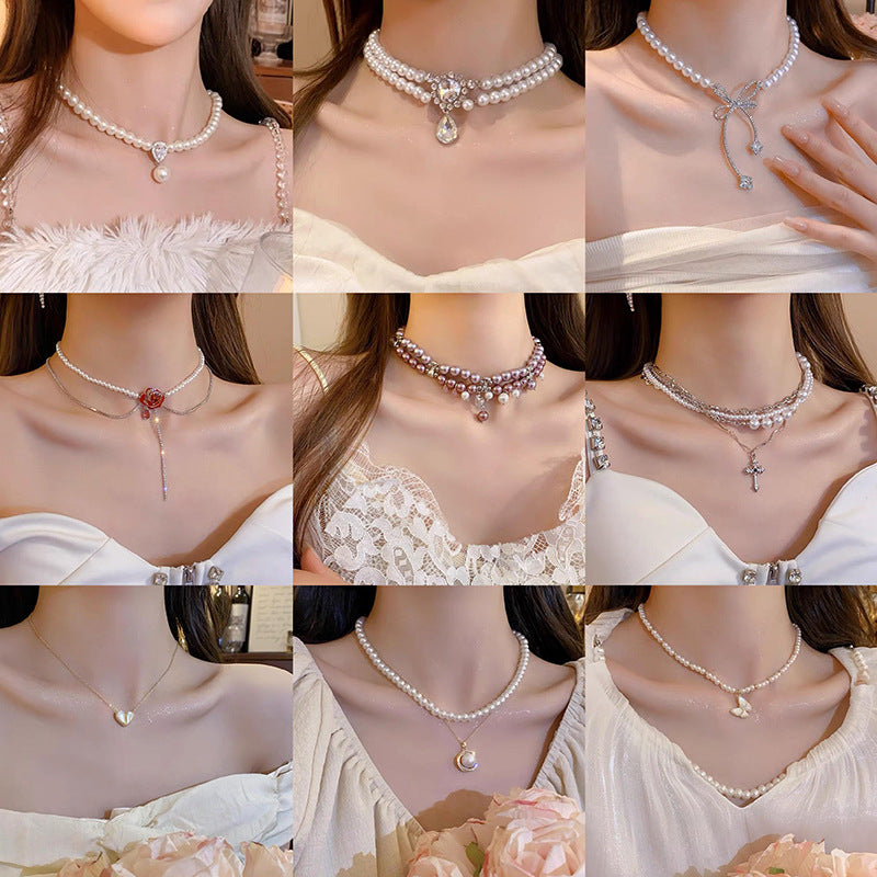 French Vintage Camellia Pearl Necklace - view 3