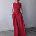 Women's Office Fashion Sleeveless High Waist Fitted Dress + Long Skirt 2026 - Green