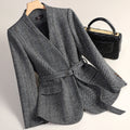 Women's Fall-Winter Chanel-Style Petite Wool Fitted Blazer + Top 2026 - Gray Suit + As Pictured