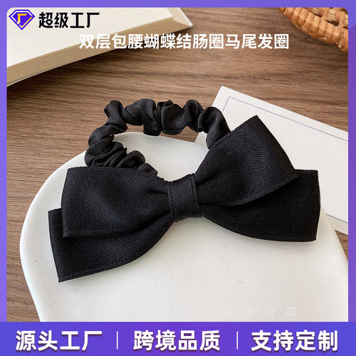Hair Accessory Satin Double-Layer Bag Waist Bow Scrunchie Ponytail Hair Tie Premium Lazy Style Korean Style Large No. Multi-Layer