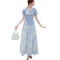 Women's Summer Ethnic Fashion Short Sleeve Floral Skirt + Top 2-Piece Set 2026