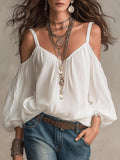 Vacation Slimming Puff Sleeve Off-Shoulder Loose Shirt + Camisole