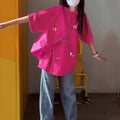 Extra Large Cotton Dopamine Pink T-Shirt - Korean Retro Oversized Top Women