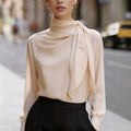 Office Luxury Satin Long Sleeve Stand Collar Shirt