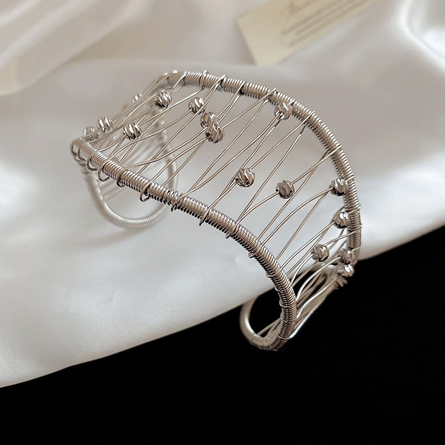 Metal Crossed Open Cuff Bracelet - view 8