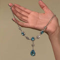 Azure Wave Gem Aquamarine Teardrop Necklace Light Luxury Niche Clavicle Chain Wedding Banquet Luxury Ambient Feel Necklace