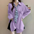 Women's Summer Casual Elegant Long Sleeve Loose Shirt 2026 | Casual Shirt - Rose Red