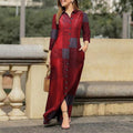 Women's Casual Lapel Collar Printed Floral Long Dress + Shirt + Skirt 2026 - Blue