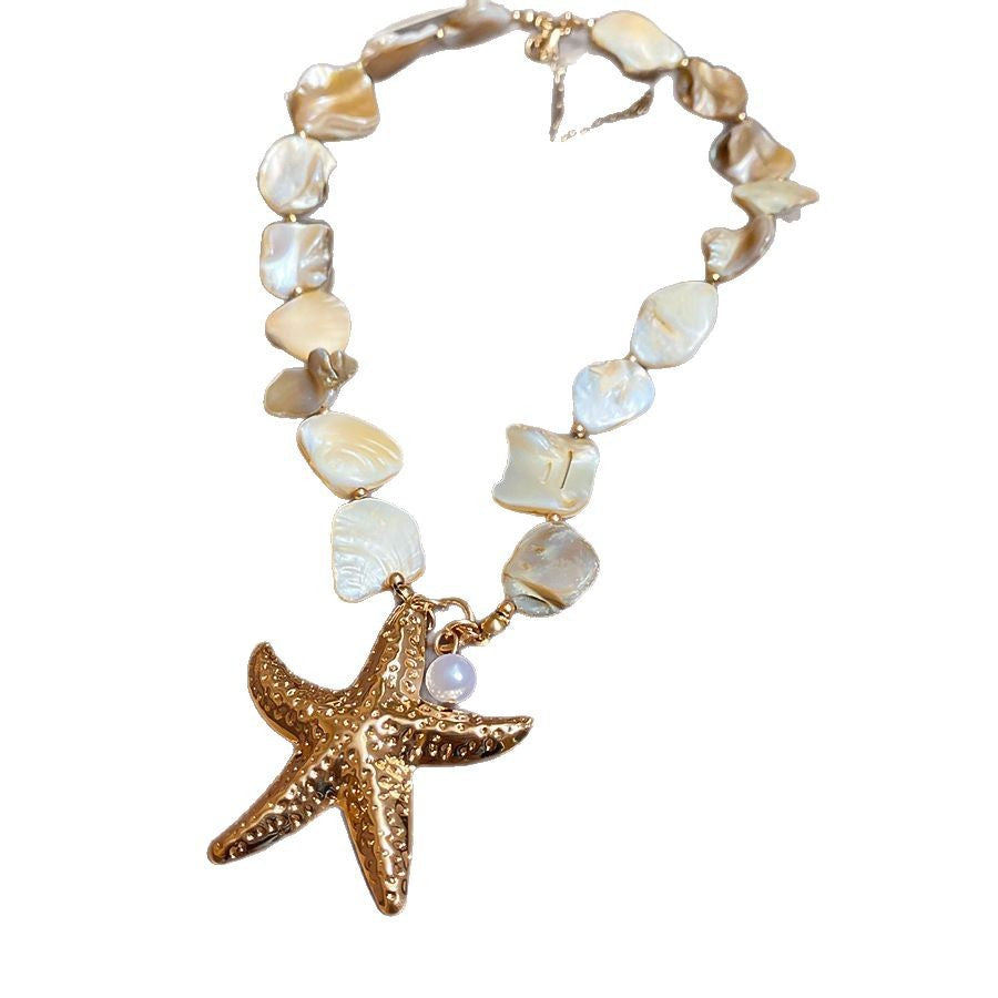 Handwoven Shell and Starfish Necklace - view 5