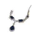 Silver Hands Imperial Breeze Rhinestone Geometric Teardrop Stud Earring Necklace Set Fashionable Clavicle Chain Light Luxury Premium Necklace Women