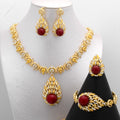Overseas Middle East Personality Western Retro Teardrop Rhinestone Accessory Necklace Bracelet Set Earrings Ring Bride Accessory Set