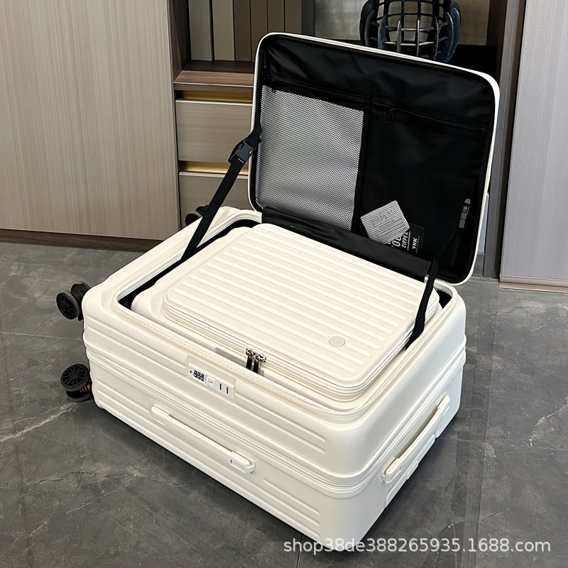 Side opening large capacity expansion men's suitcase 20-inch boarding suitcase new women's silent clamshell pc trolley case