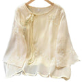 Women's Summer New Chinese Elegant Embroidered Shirt 2026 | Casual Shirt - As Pictured