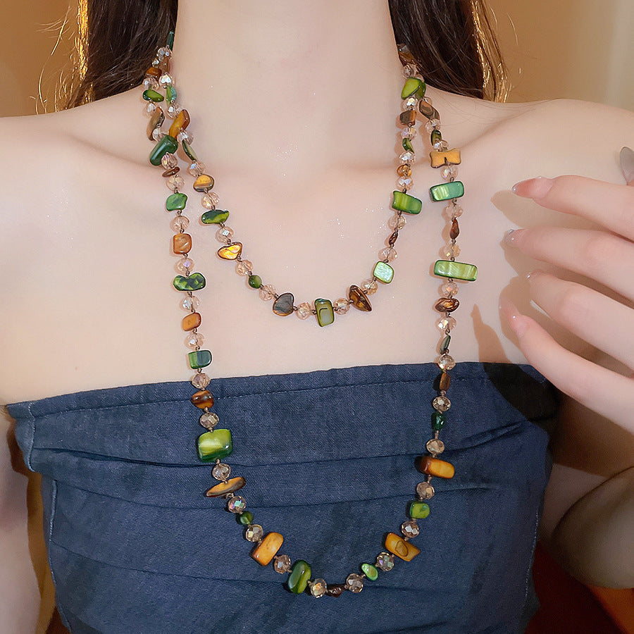 Butterfly Flower Crystal Bead Layered Necklace - view 7