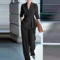 Fall Casual Fashion Tie-Front Pants + Top 2-Piece Set