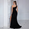 Women's One-Shoulder Sequin Sexy Classic Premium Evening Gown Party