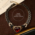 Vintage Double-Layer Heart Necklace Premium vintage Western Accessory Set Retro Rhinestone Light Luxury Bronze Ba Necklace