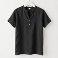 summer european and american foreign trade men's casual loose shirts men's trendy stand-up collar li