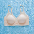 D05薄透凉感果冻胶无痕冲孔杯冰皮内衣女无钢圈收副乳聚拢文胸